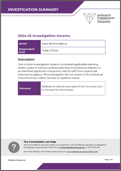 An image of the summary with small text with purple bars at the top and bottom of the page.