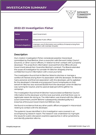Fisher cover