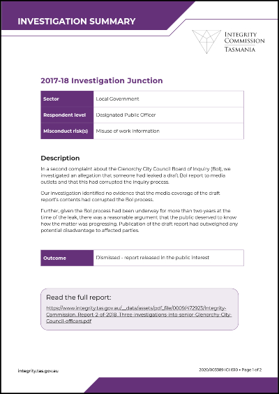 Investiagtion Junction summary