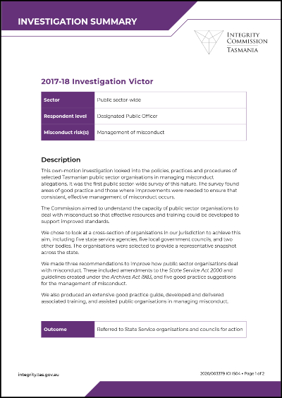 Investigation Victor