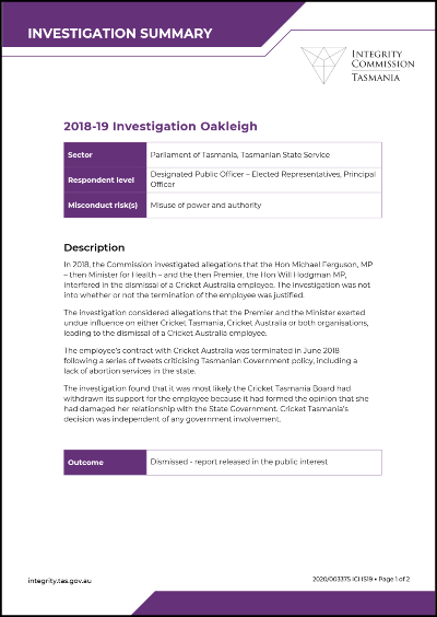 Cover of Investigation Oakleigh